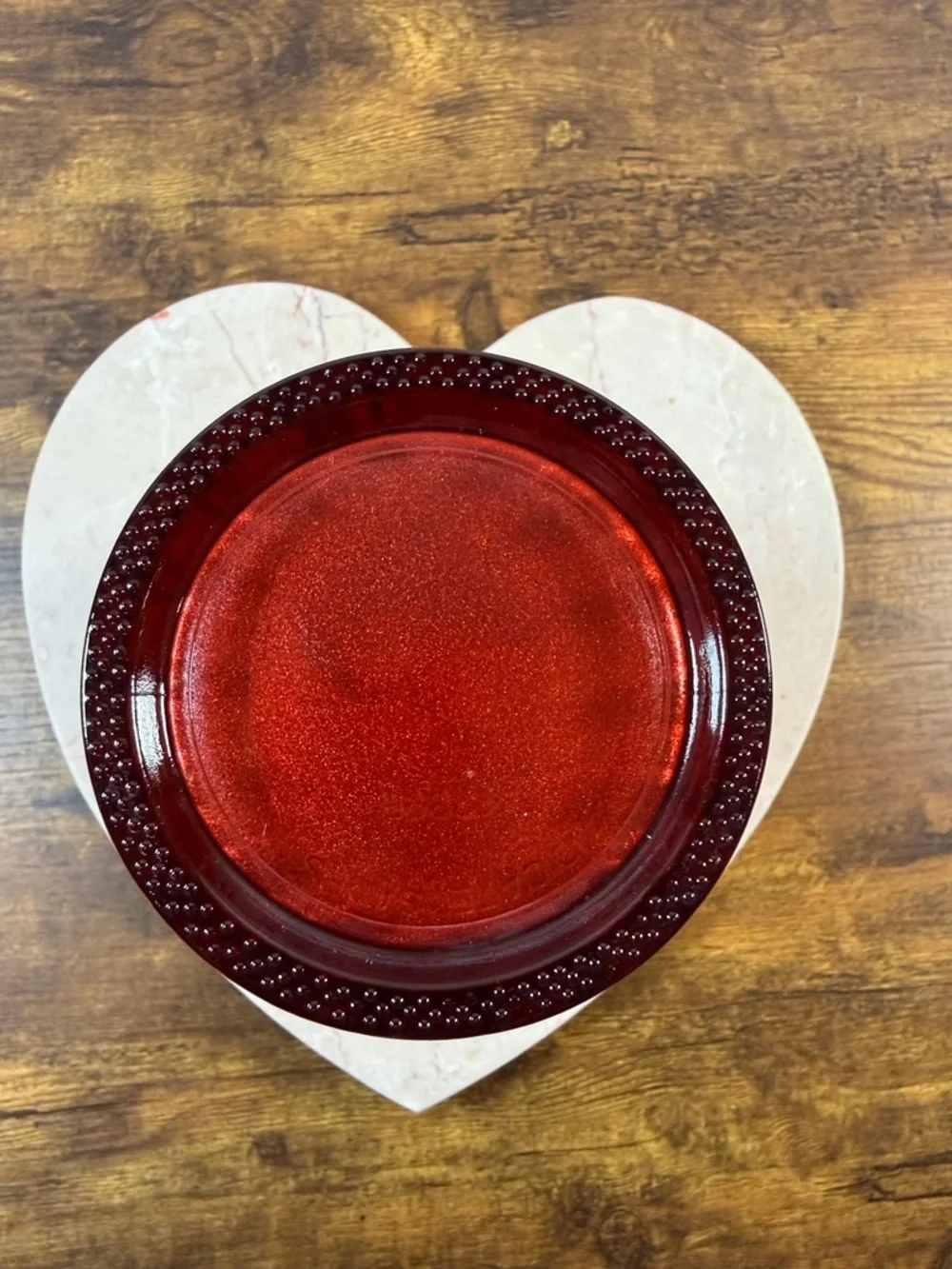 Red Textured Tempered Glass Tumbler Vase, 9” High, Made In USA, Very Heavy